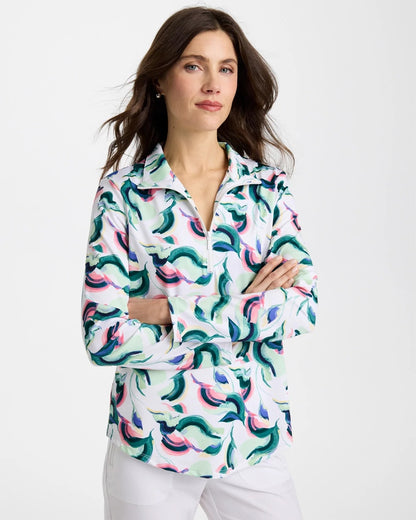 Chico's | Zenergy® UPF Blooms Mock Zip Polo/ Blossom