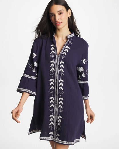 Chico's | Woven Embroidered Swim Cover-Up/ Passport Blue