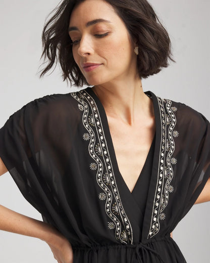 Chico's | Miraclesuit® Beach Embroidered Long Kimono/ Black