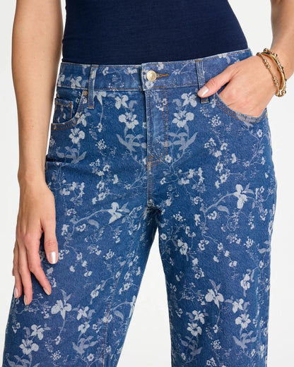Chico's | Girlfriend Wide Floral Crop Jean/ Indigo