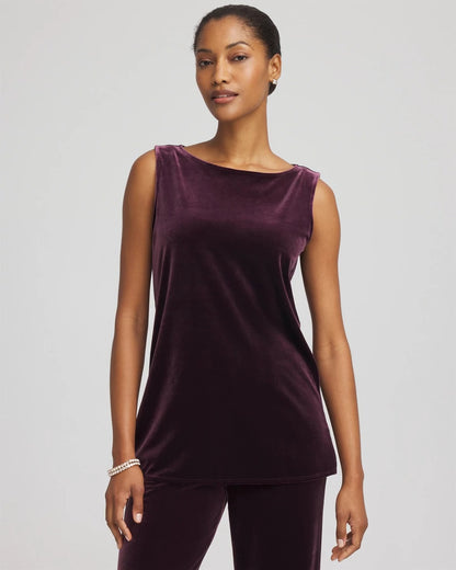 Chico's | Travelers™ Velvet Side-Slit Tank/ Night Bloom