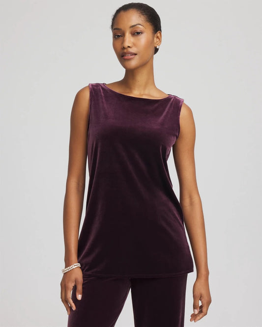 Chico's | Travelers™ Velvet Side-Slit Tank/ Night Bloom