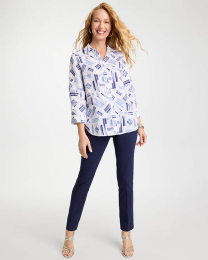 Chico's | No Iron™ Printed Linen Shirt/ Amparo Blue