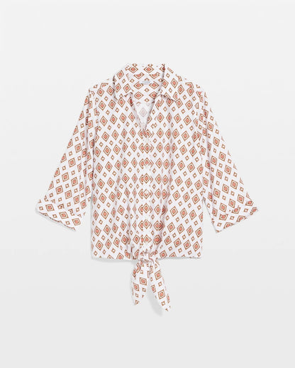 Chico's | No Iron™ Tie-Front Geo-Print Shirt/ Siesta Rose