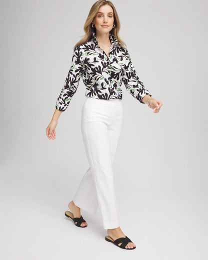 Chico's | No Iron™ Abstract Floral Shirt/ Salted Lime