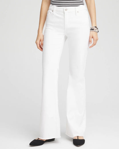 Chico's | Girlfriend No Stain Frayed Flared Jeans/ Alabaster