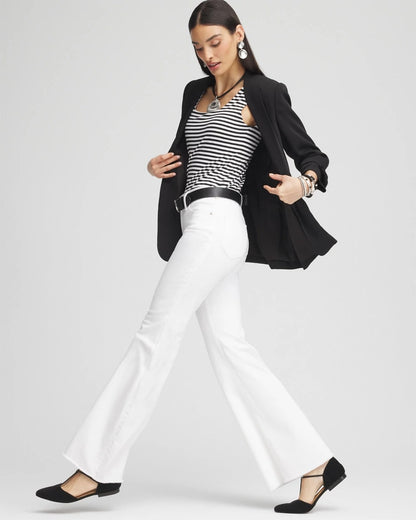 Chico's | Girlfriend No Stain Frayed Flared Jeans/ Alabaster