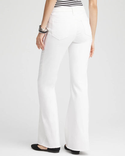 Chico's | Girlfriend No Stain Frayed Flared Jeans/ Alabaster