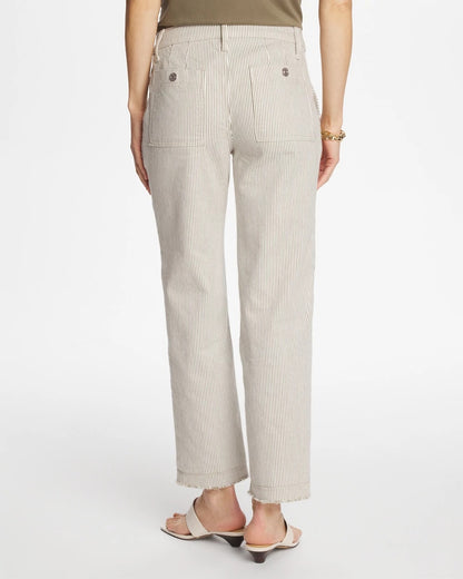 Chico's | Stripe Girlfriend Straight Ankle Jeans/ Lichen