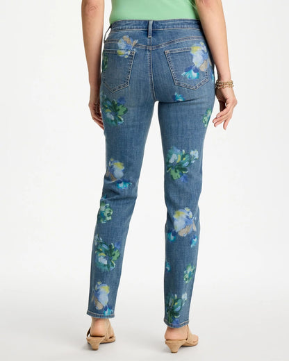 Chico's | Girlfriend Slim Floral Ankle Jeans/ Meera Indigo