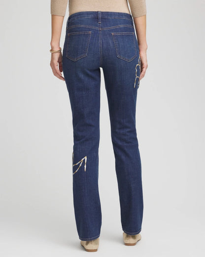 Chico's | Sequins Rose Girlfriend Slim-Leg Jeans/ Sequoia Indigo