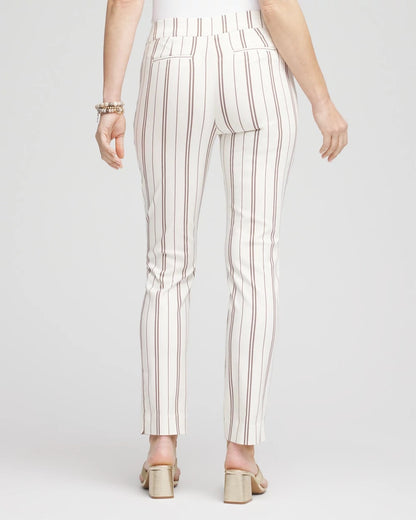 Chico's | Petite Brigitte™ Striped Ankle Pants/ Alabaster
