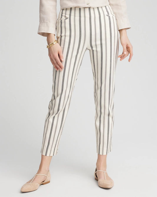 Chico's | Brigitte™ Slub Striped Cropped Pants/ Ecru