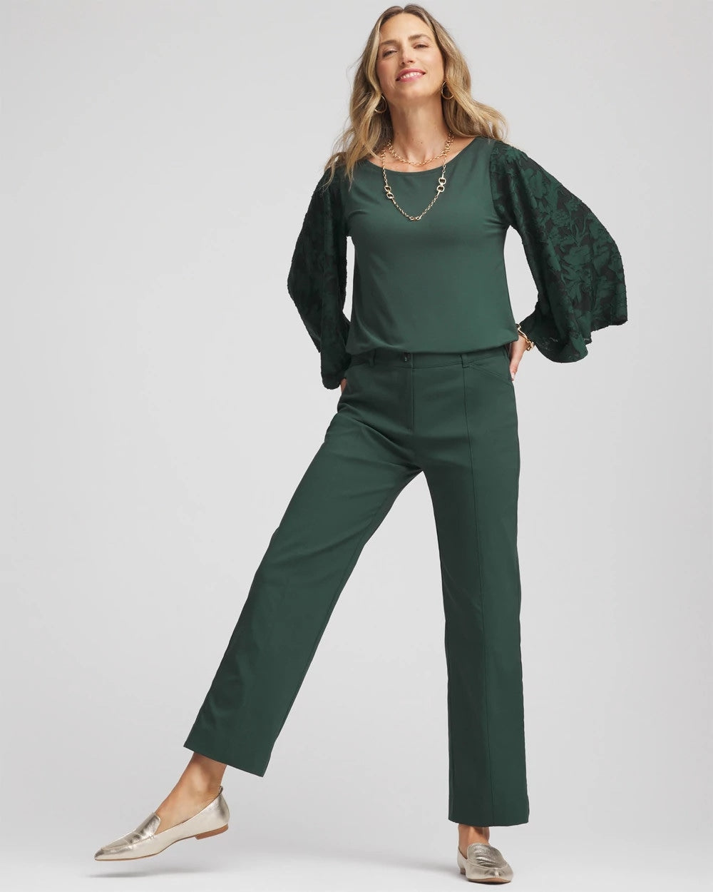 Chico's | Emme Straight Ankle Pants/ Darkest Spruce