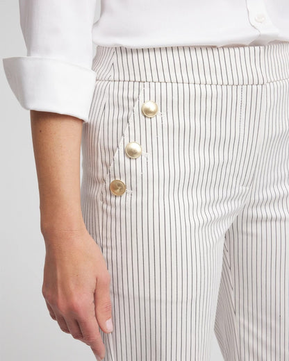 Chico's | Emme Striped Sailor Straight Crops/ Ecru