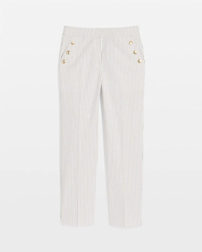 Chico's | Emme Striped Sailor Straight Crops/ Ecru