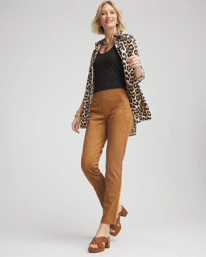 Chico's | Faux Suede Juliet Slim Ankle Pants/ Burnt Sienna