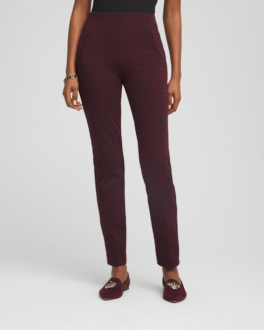 Chico's | Circle Jacquard Juliet Slim Ankle Pants/ Black