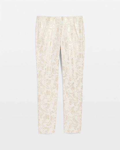 Chico's | Juliet Golden Foiled Slim Ankle Pants/ English Cream