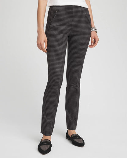 Chico's | Juliet Tonal Check Ankle Pants/ Black
