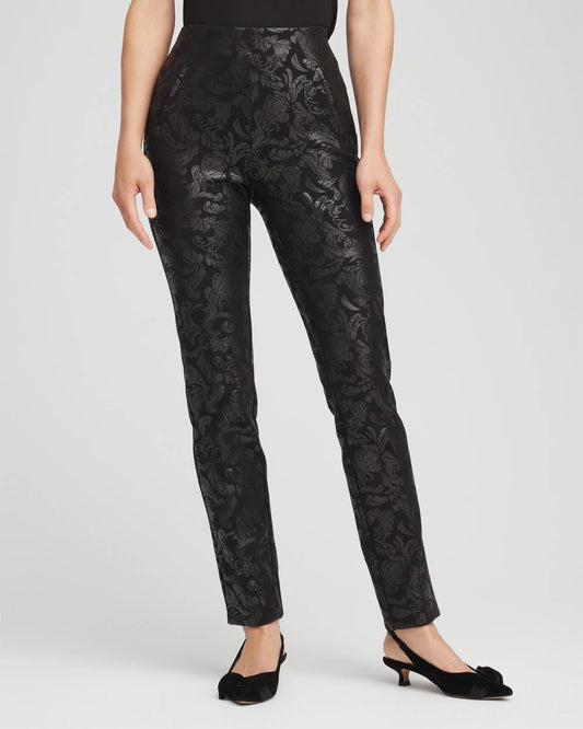Chico's | Juliet Foiled Slim Ponte Pants/ Black