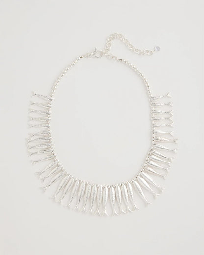 Chico's | Silvertone Fish Collar Necklace/ Silver