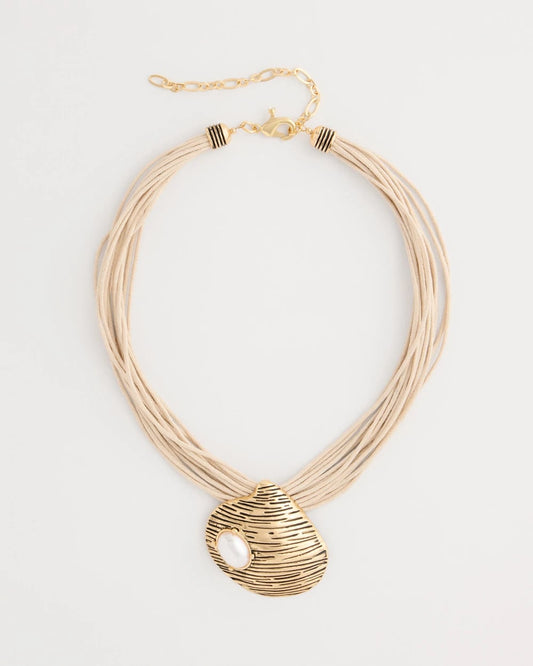 Chico's | Golden Shell Pendant Necklace/ Gold