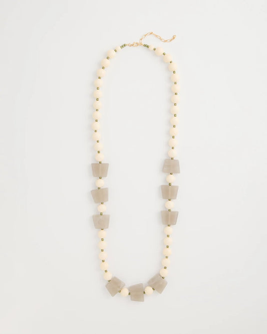 Chico's | Long Geo Beaded Necklace/ Neutral