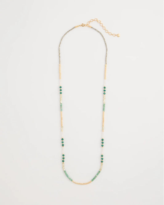 Chico's | Beaded Long Necklace/ Green