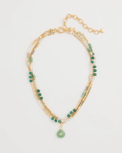 Chico's | Aventurine Stone Pendant Necklace/ Green