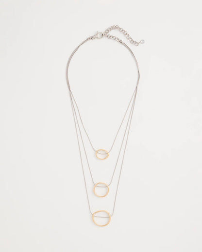Chico's | Mixed Metal Triple Circle Pendant Necklace/ Mixed Metals