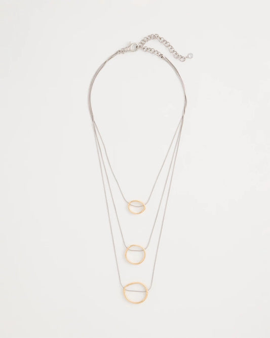 Chico's | Mixed Metal Triple Circle Pendant Necklace/ Mixed Metals