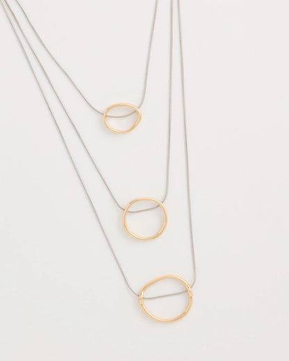 Chico's | Mixed Metal Triple Circle Pendant Necklace/ Mixed Metals