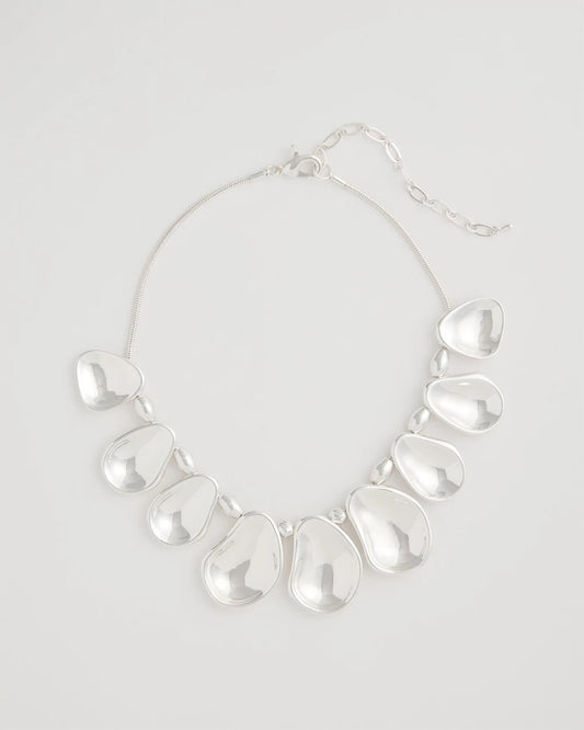 Chico's | Shiny Silvertone Bib Necklace/ Silver