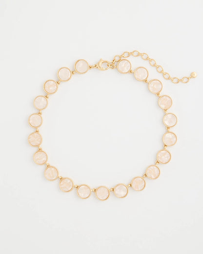 Chico's | Pearlescent Rounded Collar Necklace/ Gold