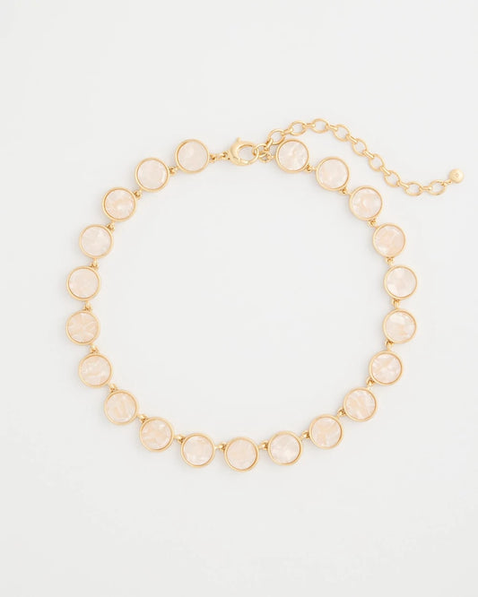 Chico's | Pearlescent Rounded Collar Necklace/ Gold