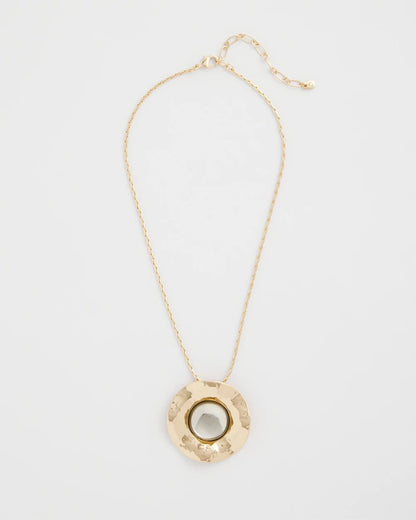 Chico's | Green Gold Short Pendant Necklace/ Green