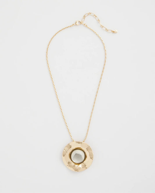 Chico's | Green Gold Short Pendant Necklace/ Green