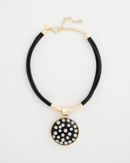 Chico's | Polka Dot Pendant Necklace/ Black/White