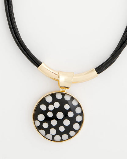 Chico's | Polka Dot Pendant Necklace/ Black/White