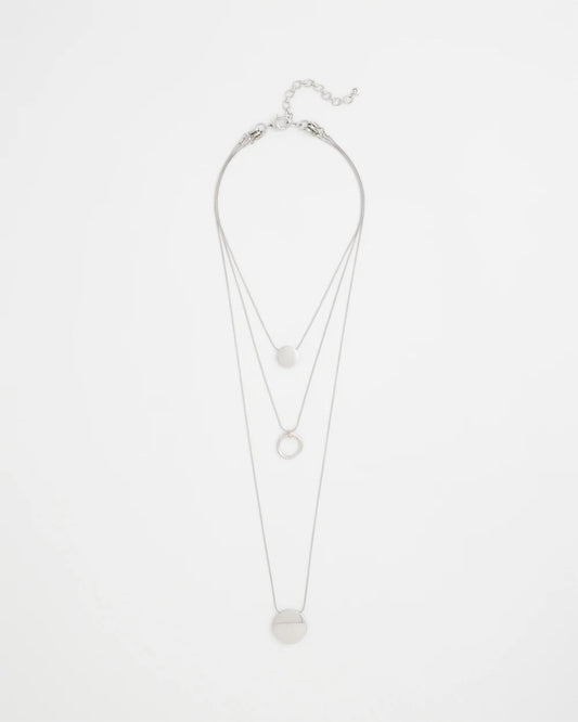 Chico's | Silver Triple Pendant Necklace/ Silver