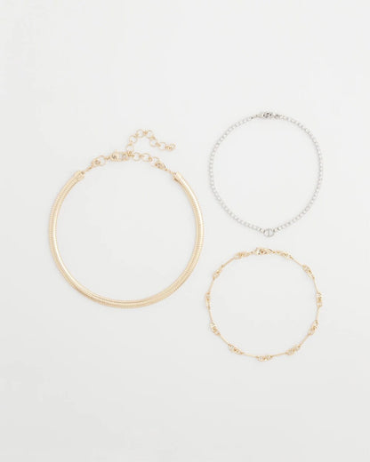 Chico's | Mixed Metal Link Triple-Strand Necklace/ Mixed Metals