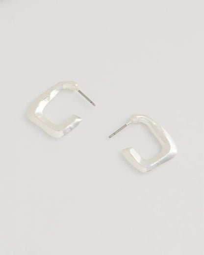 Chico's | Mini Silvertone Square Earrings/ Silver