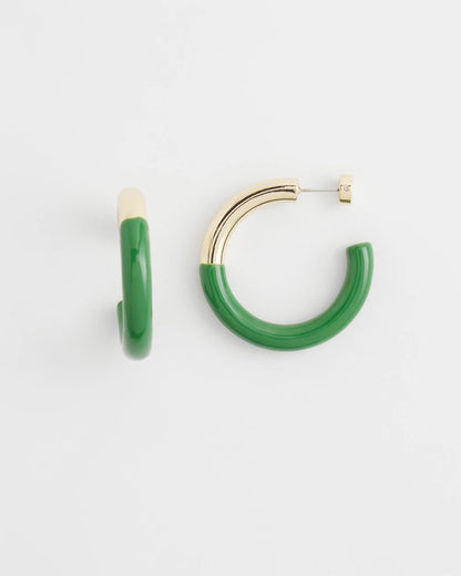 Chico's | No Droop™ Green Dipped Hoops/ Verdant Green