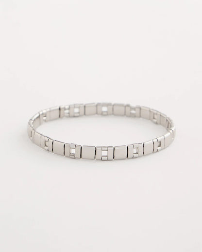 Chico's | Glam Silvertone Slice Stretch Bracelet/ Silver