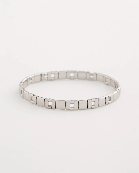Chico's | Glam Silvertone Slice Stretch Bracelet/ Silver