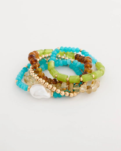 Chico's | Multi-Colored Stretch Set of Five Beaded Bracelets/ Multi