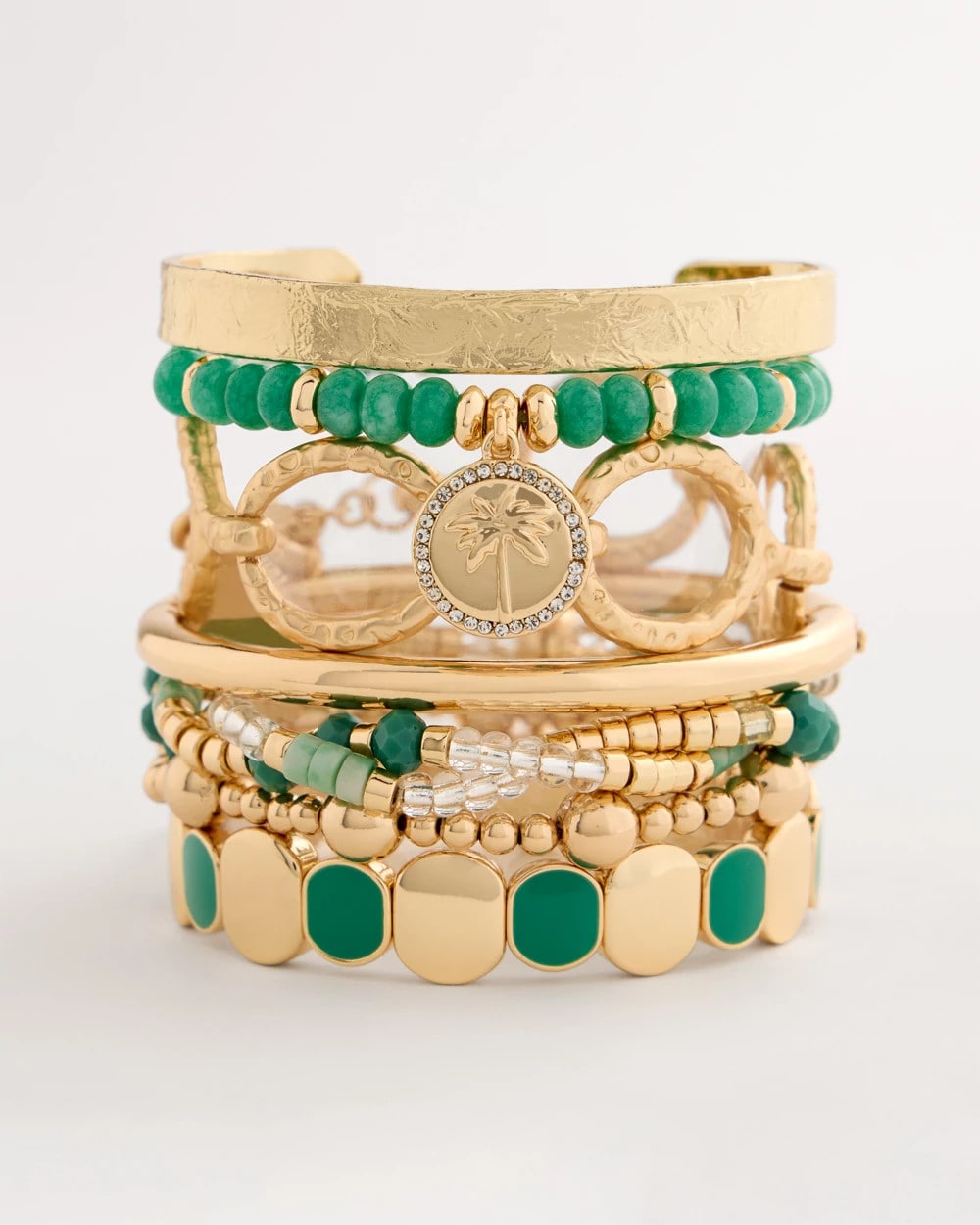 Chico's | Genuine Jade Charm Stretch Bracelet/ Green