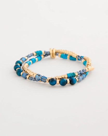 Chico's | Genuine Teal Tiger's Eye Stretch Bracelet/ Teal