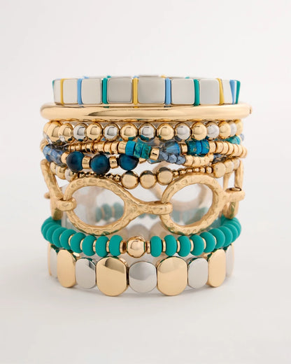 Chico's | Genuine Teal Tiger's Eye Stretch Bracelet/ Teal
